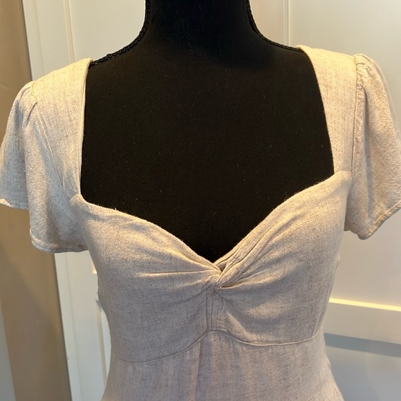 Abercrombie & Fitch Beige Linen Mini Dress XS - Picture 7 of 9